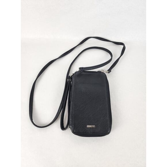 Relic Women's Black Messenger Bag Purse Zipper Wallet 4"x7"x1.5" Wrist Strap - Picture 1 of 9